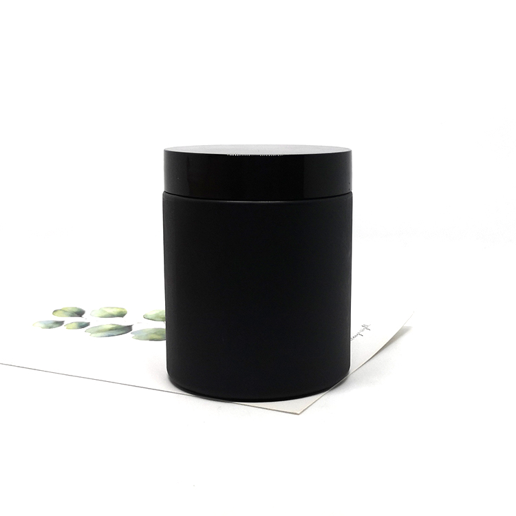Body shea butter container 8oz black frosted PET plastic jars with screw top lids
