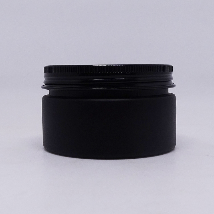 Body shea butter container 8oz black frosted PET plastic jars with screw top lids