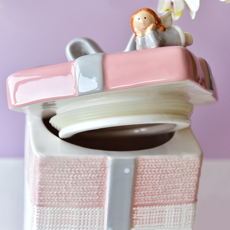 Bon Will good selling lovely square gift shape airtight coffee sugar tea cookie ceramic jar with angle on the lid