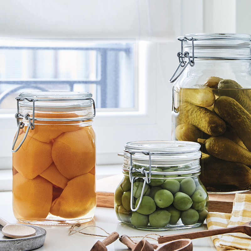 Bormioli Rocco High Quality Decorative Home Kitchen Use Glass Fido Buckle Locking Bottle Jar with Sealed lid