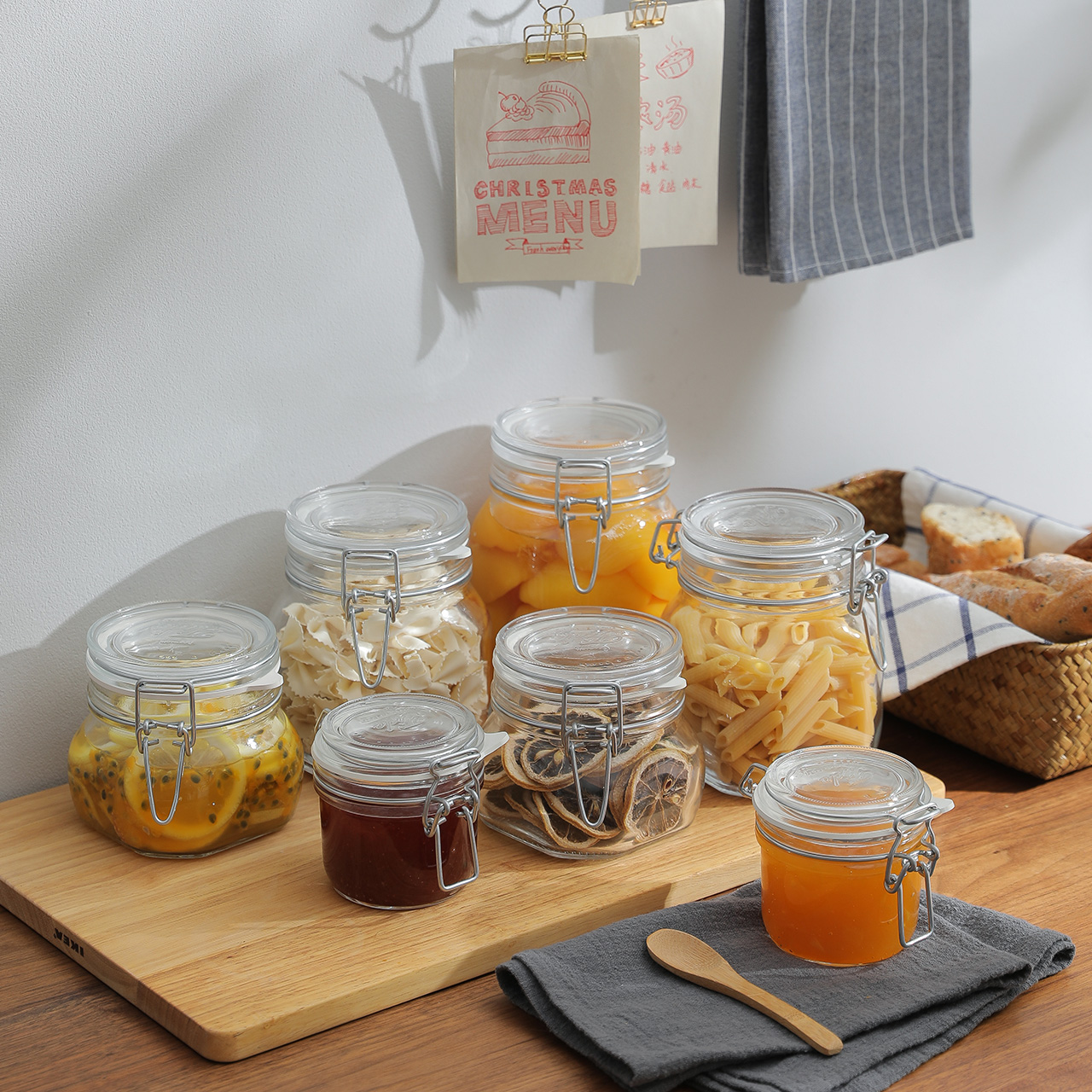 Bormioli Rocco High Quality Decorative Home Kitchen Use Glass Fido Buckle Locking Bottle Jar with Sealed lid