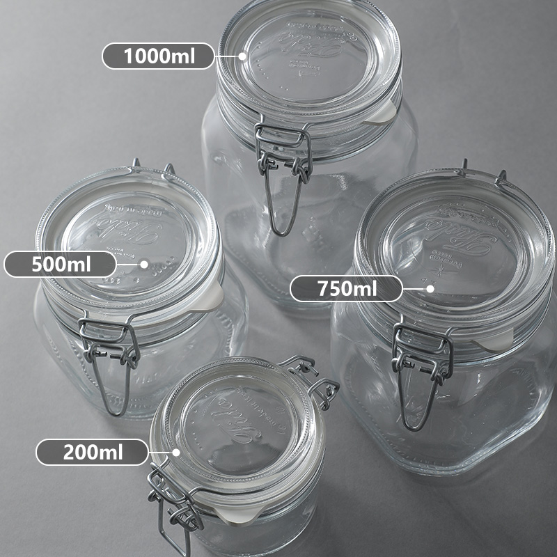 Bormioli Rocco High Quality Decorative Home Kitchen Use Glass Fido Buckle Locking Bottle Jar with Sealed lid