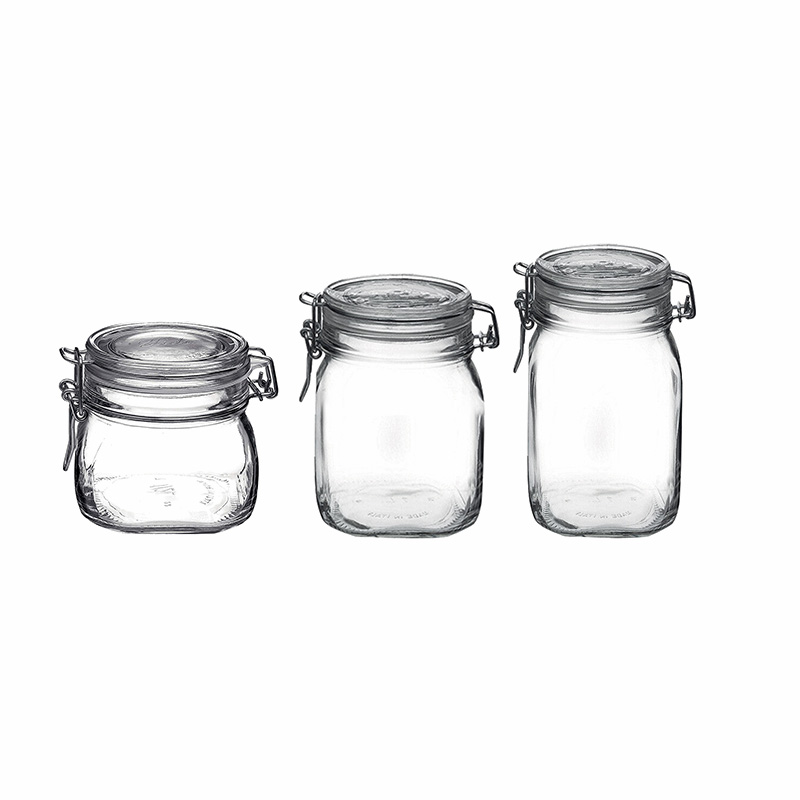 Bormioli Rocco High Quality Decorative Home Kitchen Use Glass Fido Buckle Locking Bottle Jar with Sealed lid