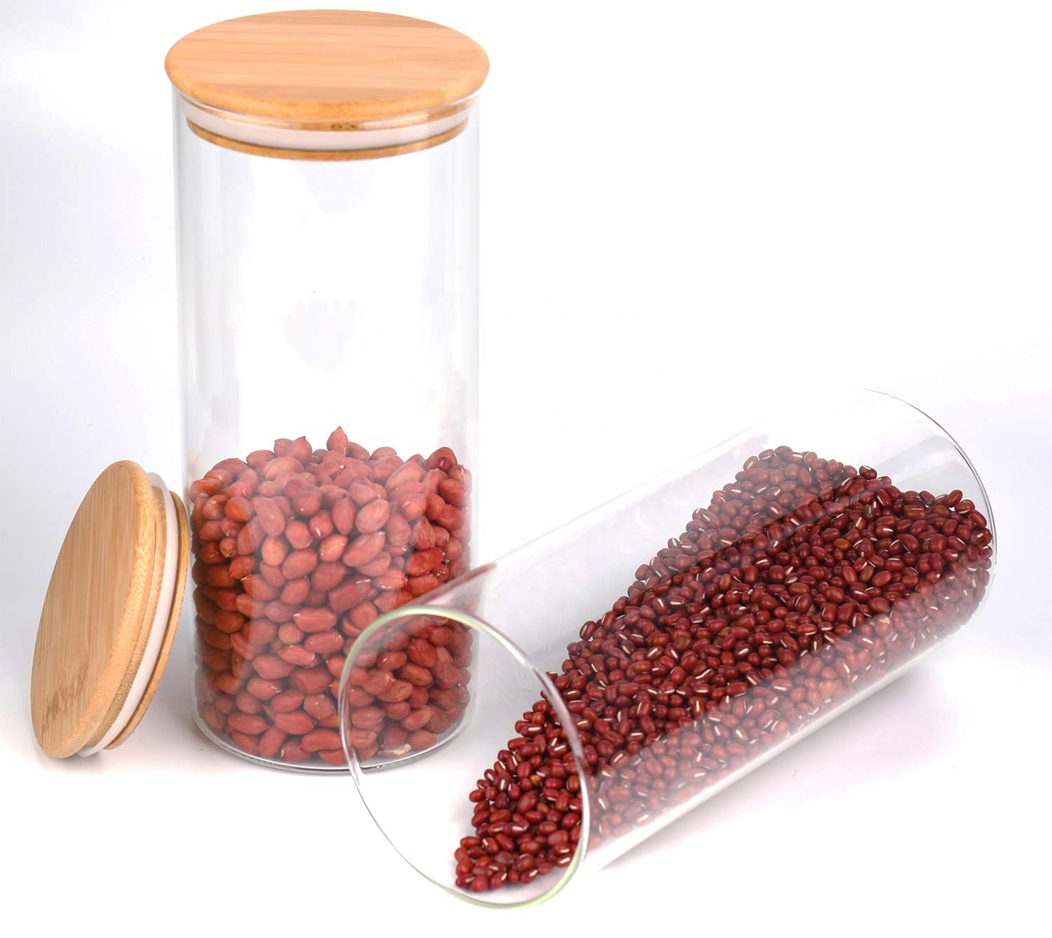 Borosilcate food storage canisters set glass jars with wood bamboo lid