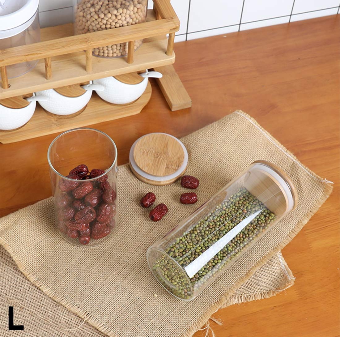 Borosilcate food storage canisters set glass jars with wood bamboo lid