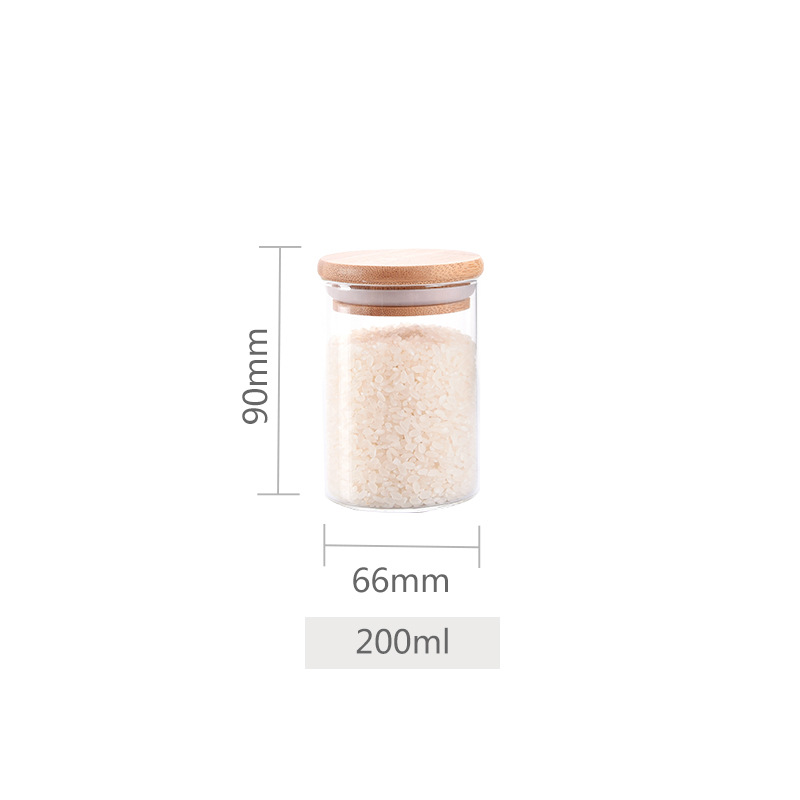 Borosilicate Airtight Storage Jar Bamboo Lid Food Grade Kitchen Clear Coffee Cookie Candy 650Ml Glass Food Container