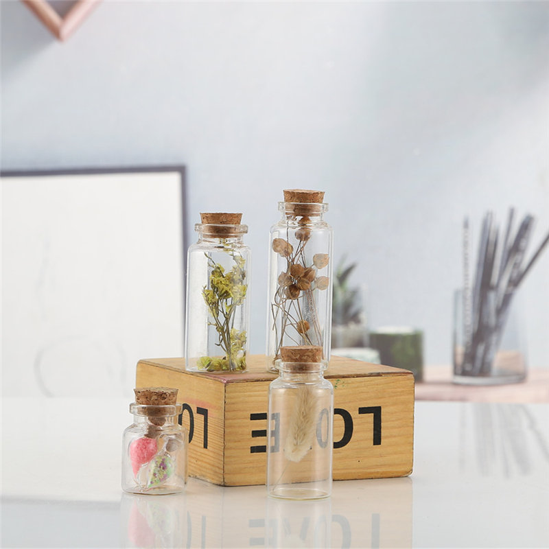 Borosilicate Clear Small Mini Test Tube Glass Bottle Vial Penicillin Glass Jar Wishing Drifting Essential Oil Bottle With Cork