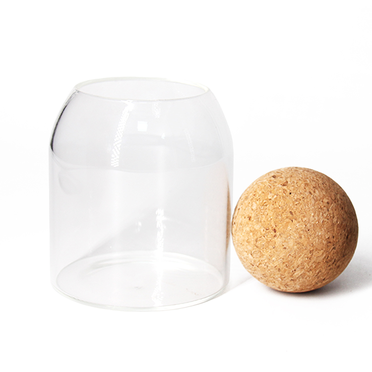 Borosilicate Glass Canister Food Storage Jars With Wood Lid Cork Ball Stopper