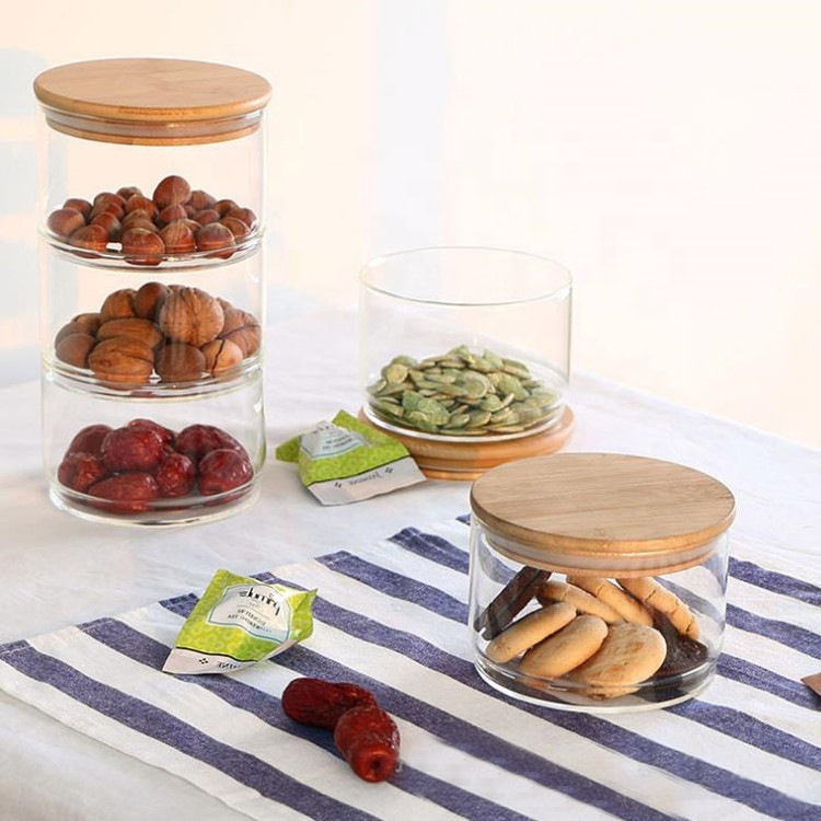 Borosilicate Glass Food Grade Coffee Tea Cookies Fancy Airtight Candy Tube Unique Stackable Storage Jar