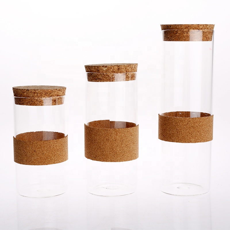 Borosilicate Glass Food Storage  Food Honey Cookie Storage Jar Glass with Cork Lids