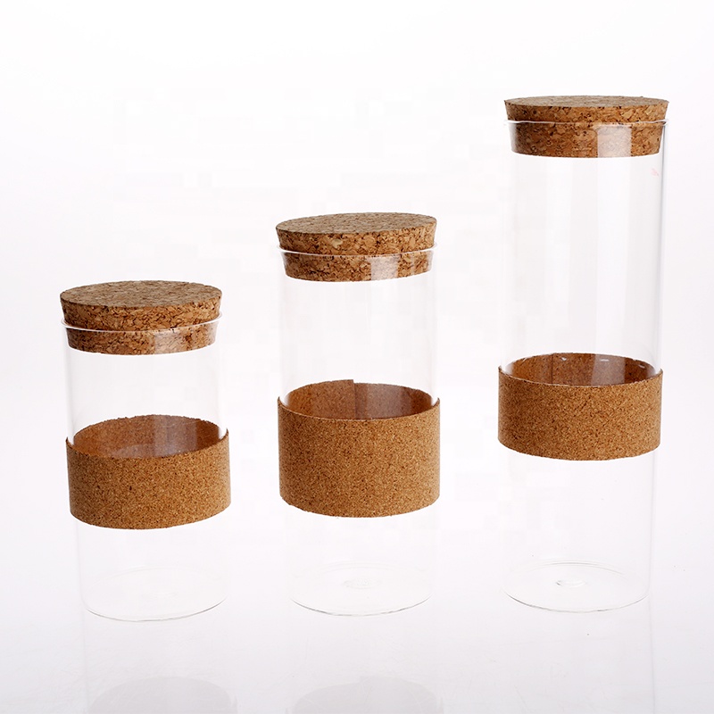 Borosilicate Glass Food Storage Food Honey Cookie Storage Jar Glass with Cork Lids