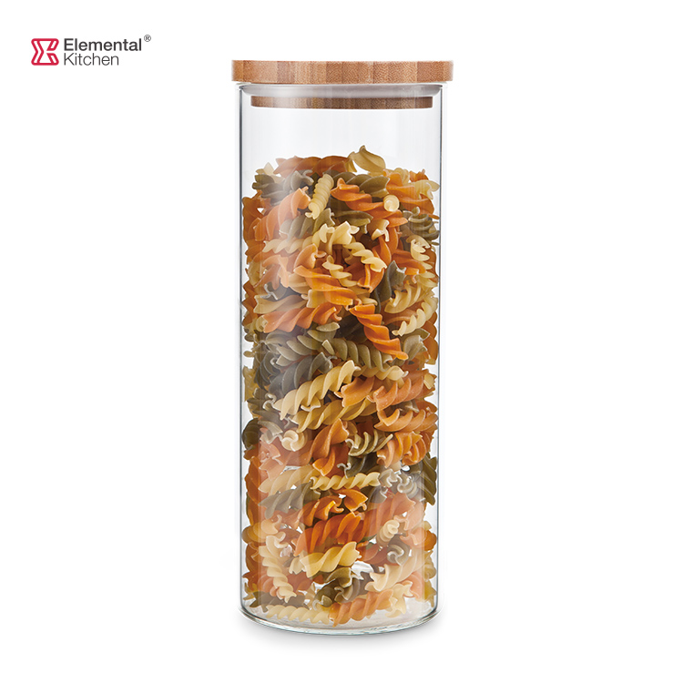 Borosilicate Glass Food Storage Jar Glass Candy Jar with Bamboo Lid 450ml 700ml 1000ml 1650ml