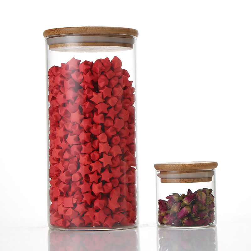 Borosilicate Glass Jar For Kitchen With Bamboo Lid Customized Multiple Specifications
