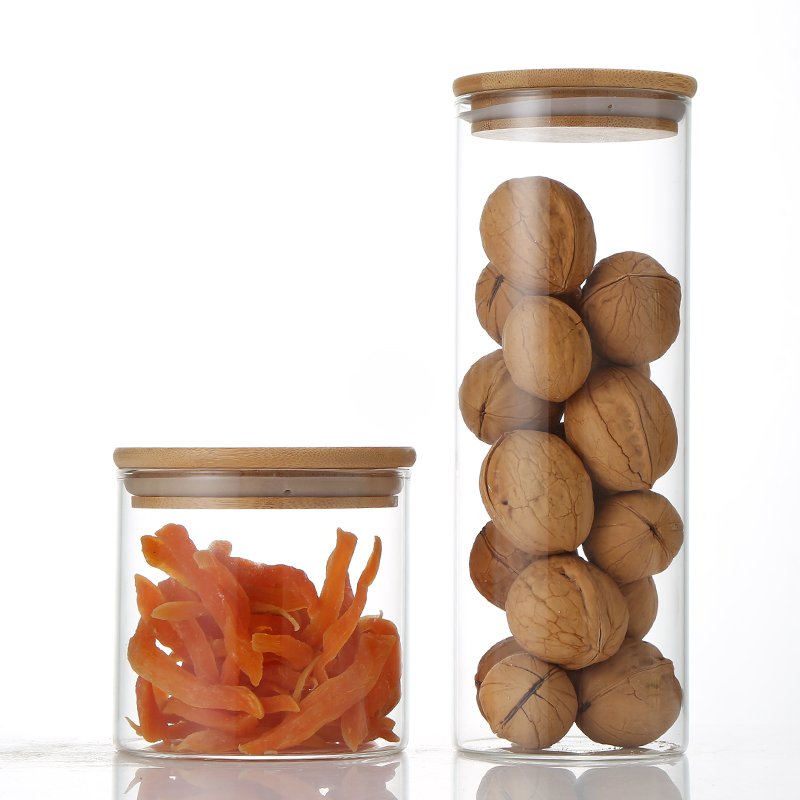 Borosilicate Glass Jar For Kitchen With Bamboo Lid Customized Multiple Specifications