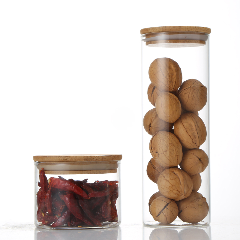 Borosilicate Glass Jar For Kitchen With Bamboo Lid Customized Multiple Specifications