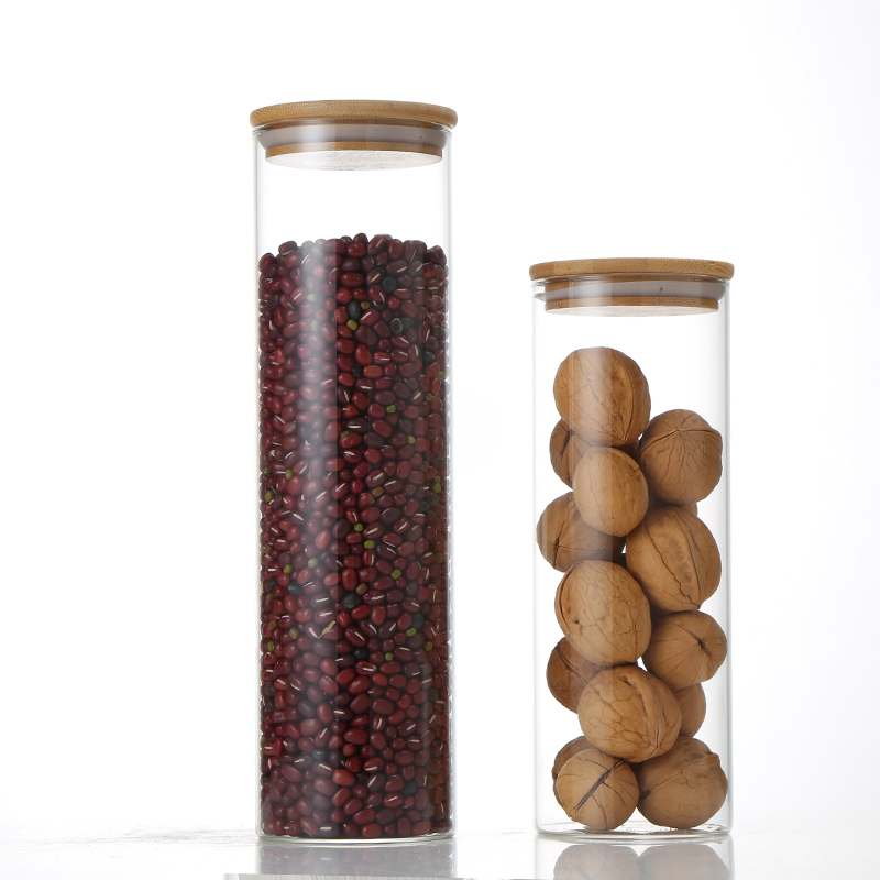 Borosilicate Glass Jar For Kitchen With Bamboo Lid Customized Multiple Specifications