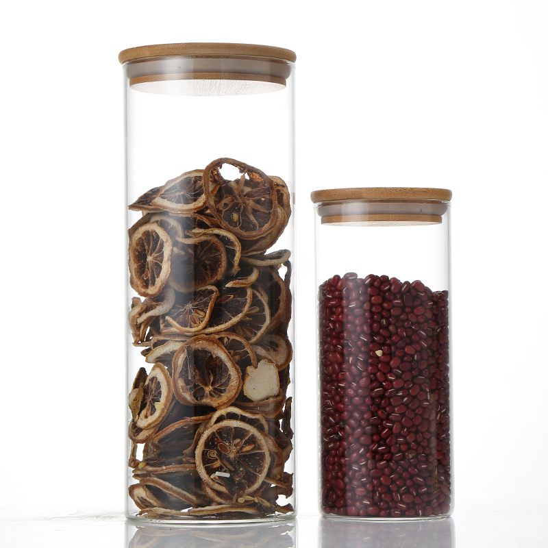 Borosilicate Glass Jar For Kitchen With Bamboo Lid Customized Multiple Specifications