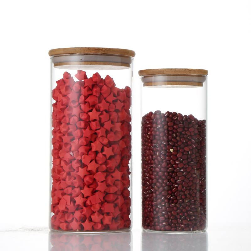 Borosilicate Glass Jar For Kitchen With Bamboo Lid Customized Multiple Specifications
