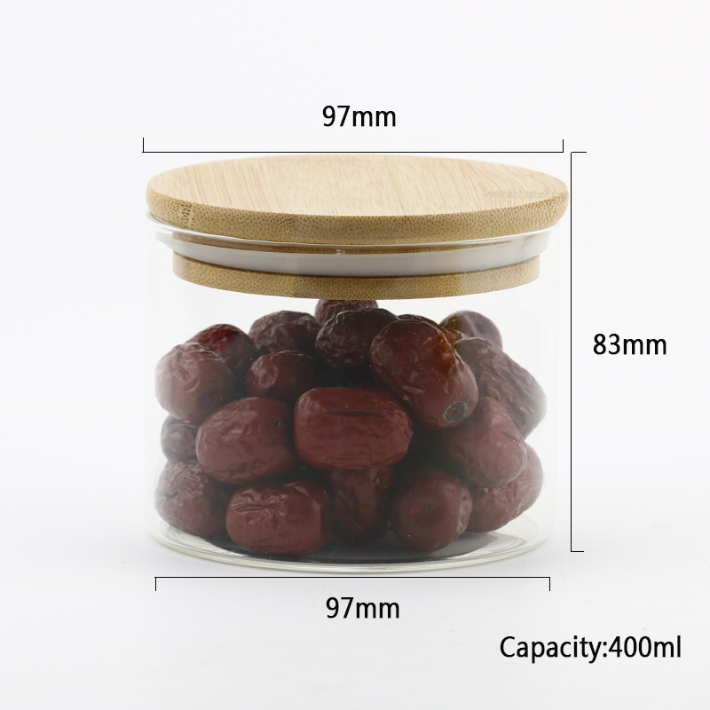 Borosilicate Glass Jar With Wood Lids Of 3 For Food Storage And Kitchen Organization Glass Jars And Bottles Glass Jar Bamboo Lid