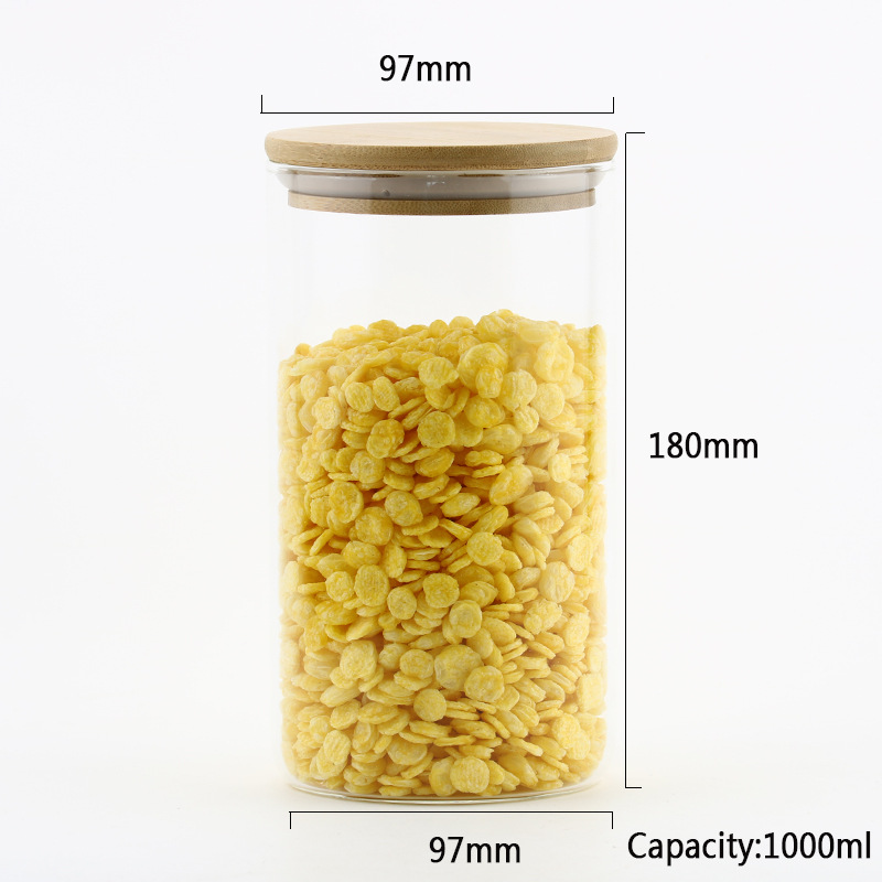 Borosilicate Glass Jar With Wood Lids Of 3 For Food Storage And Kitchen Organization Glass Jars And Bottles Glass Jar Bamboo Lid