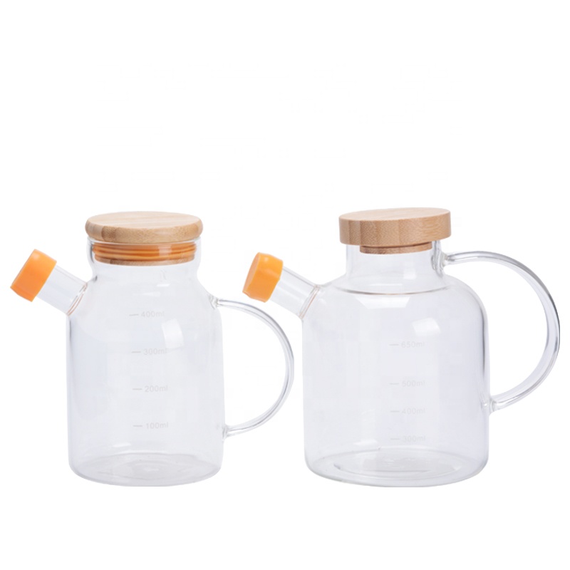 Borosilicate Glass Oil Bottle with Bamboo Lid