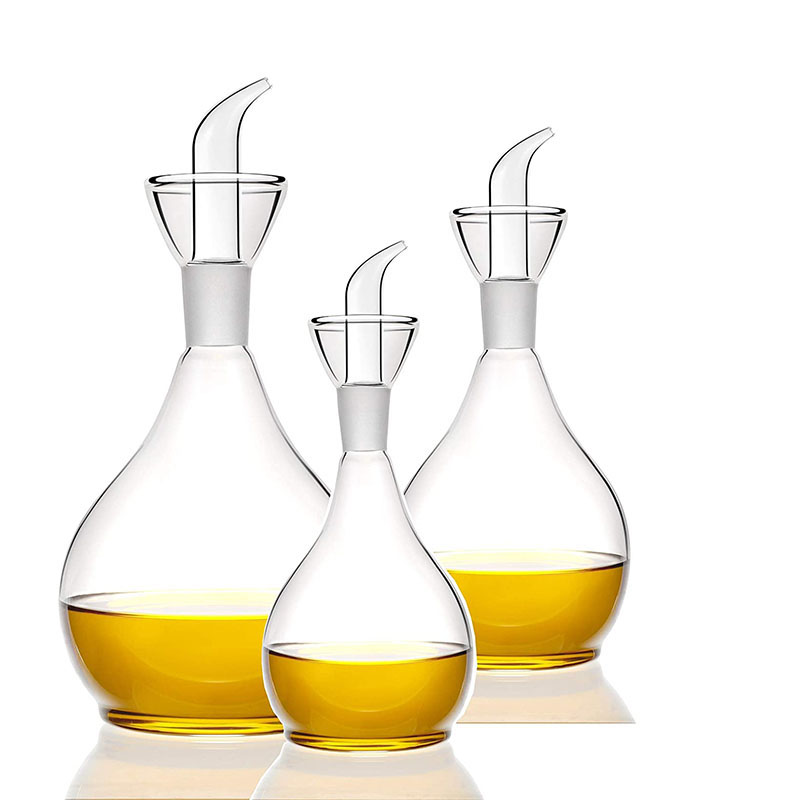Borosilicate Glass Olive Oil Dispenser Bottle  Oil & Vinegar Cruet With Pourers