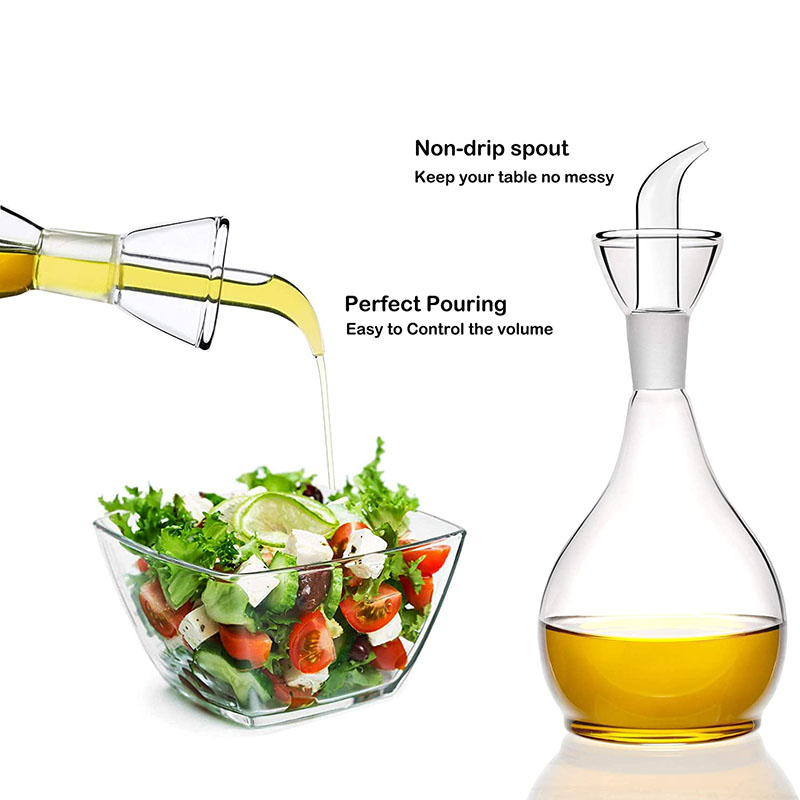 Borosilicate Glass Olive Oil Dispenser Bottle Oil & Vinegar Cruet With Pourers