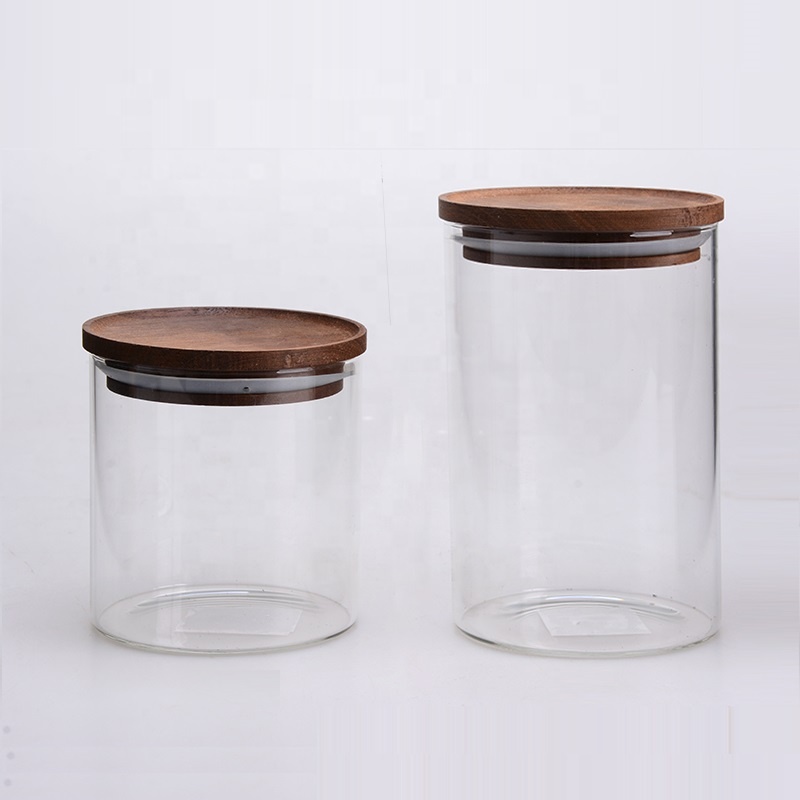 Borosilicate Glass Storage Jar Bamboo Lid Jar Candy Glass Jar