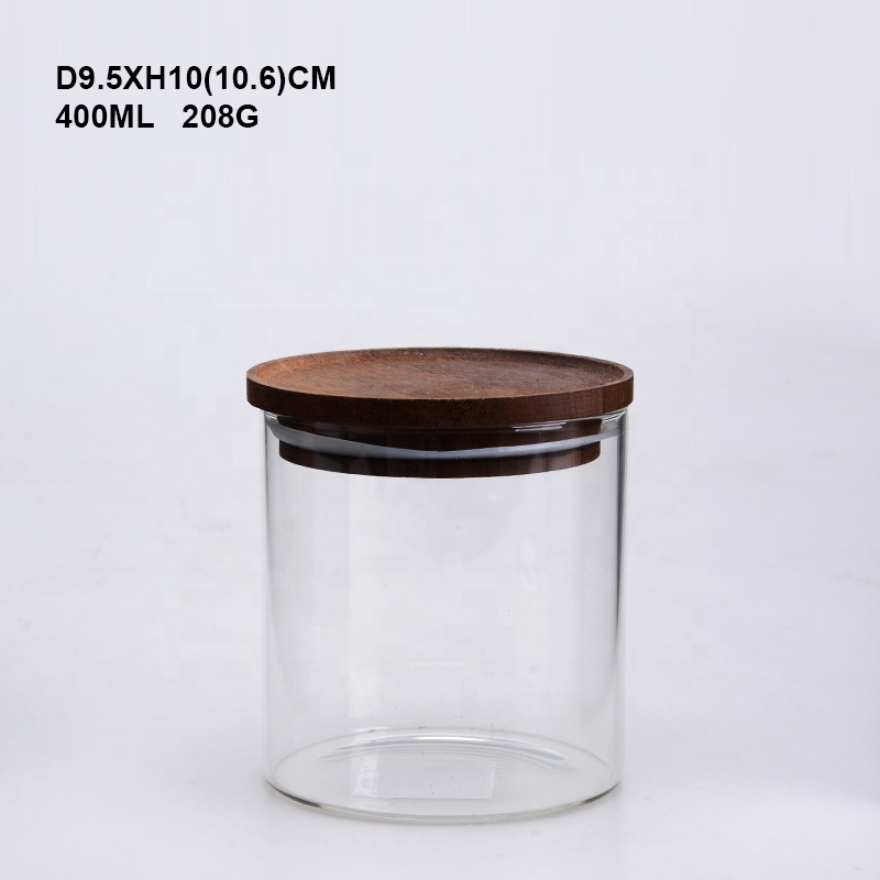 Borosilicate Glass Storage Jar Bamboo Lid Jar Candy Glass Jar