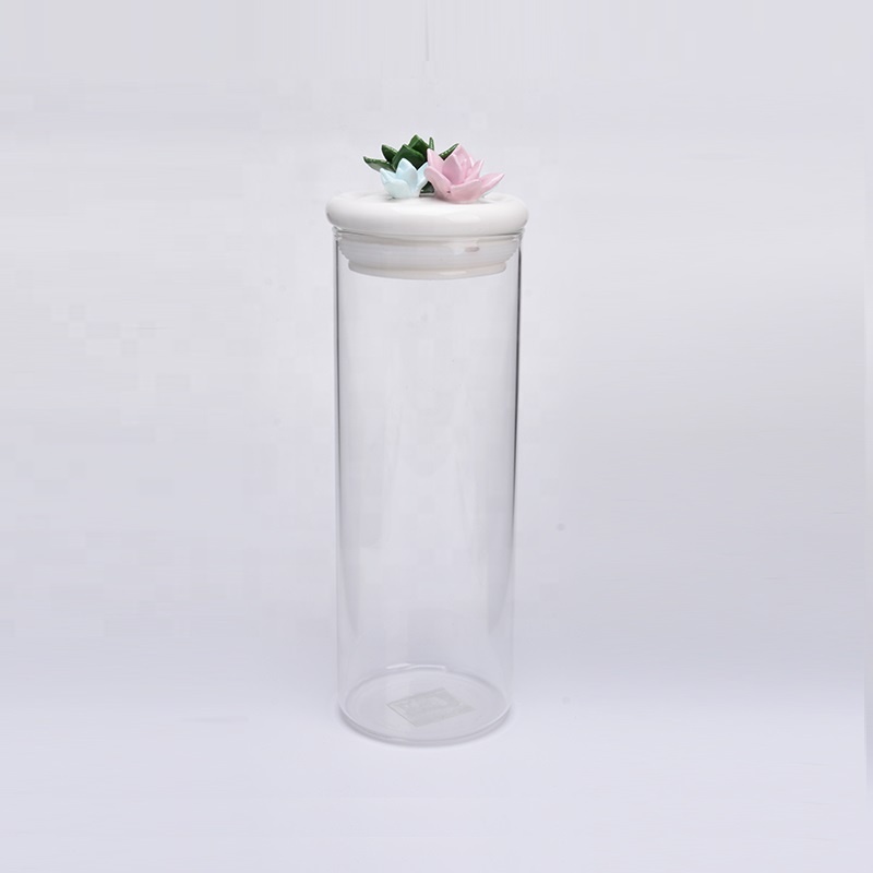 Borosilicate Glass Storage Jar ceramic Lid Jar Candy Glass Jar