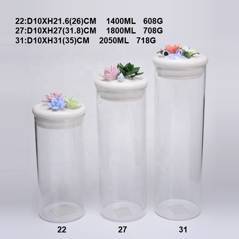 Borosilicate Glass Storage Jar ceramic Lid Jar Candy Glass Jar