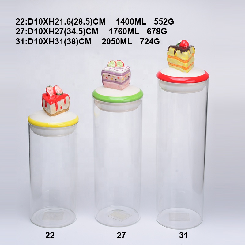 Borosilicate Glass Storage Jar ceramic Lid Jar Candy Glass Jar