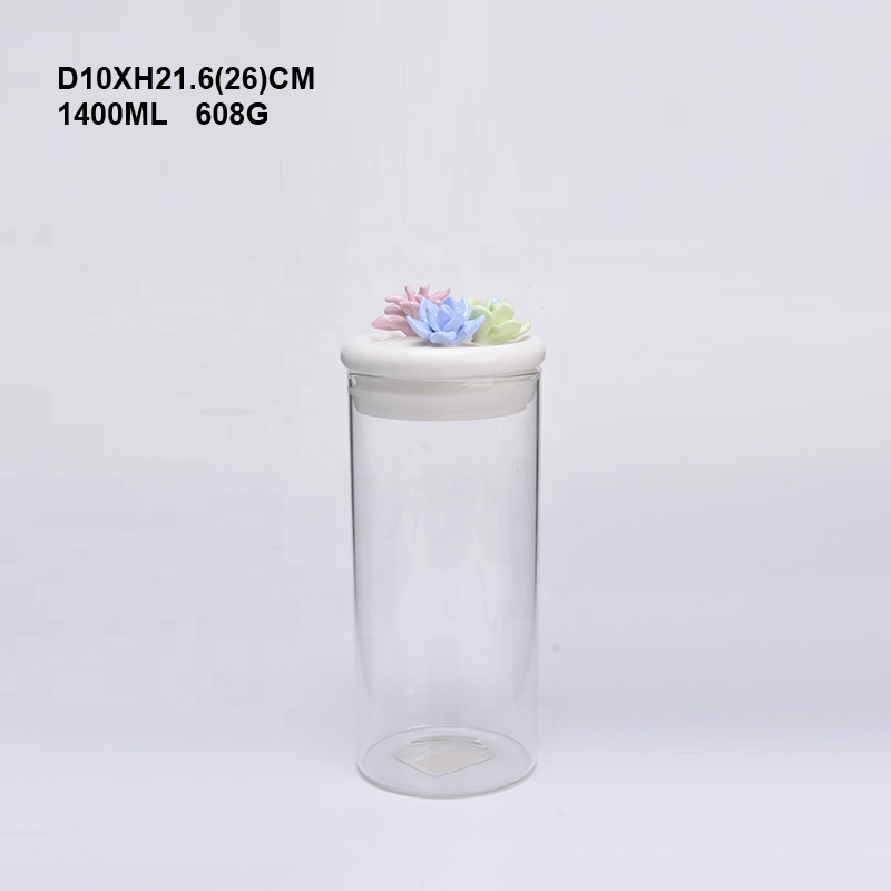 Borosilicate Glass Storage Jar ceramic Lid Jar Candy Glass Jar