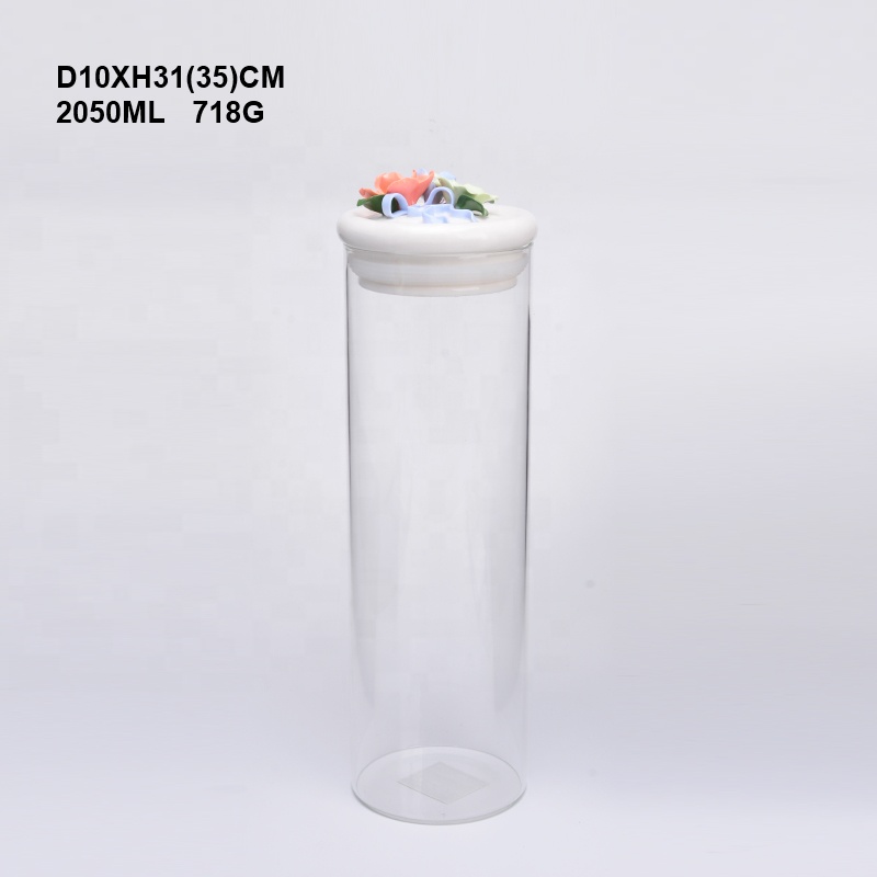 Borosilicate Glass Storage Jar ceramic Lid Jar Candy Glass Jar