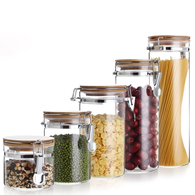 Borosilicate Glass Storage Jars with Airtight Lids with Clamp LidsCoffee,Loose Tea,Sealed Container
