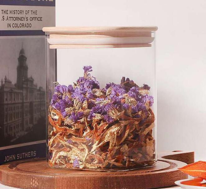 Borosilicate Hermetic Glass Jars Straight Square Glass Canisters With Bamboo Caps For Tea Candy Coffee Grains