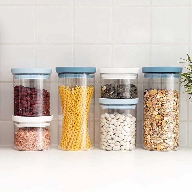 Borosilicate Large Glass Jar Recycled Glass Jars With Plastic Lid