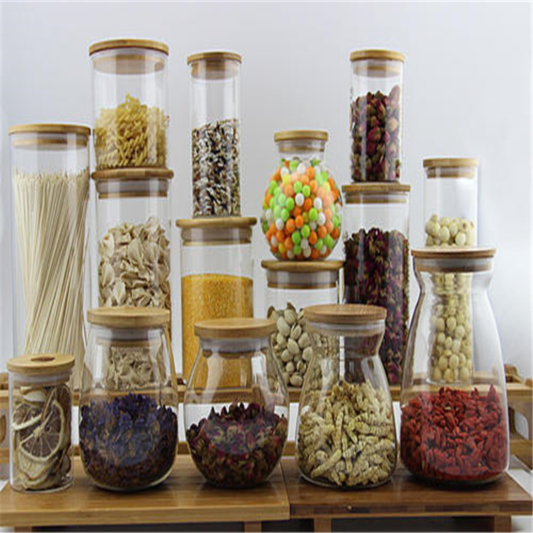 Borosilicate Natural Food Storage Glass Jar With Bamboo Lid Airtight