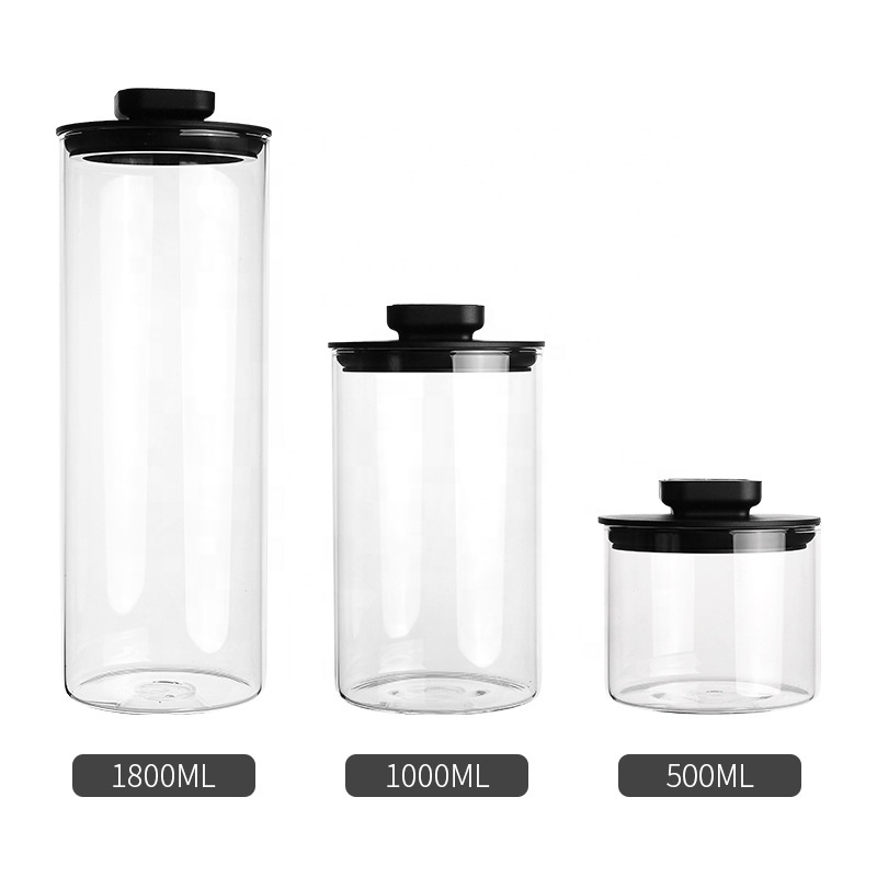 Borosilicate Plastic cover Lid Airtight Food Grade Stash In Bulk Kitchen Food Storage Jars Clear Glass