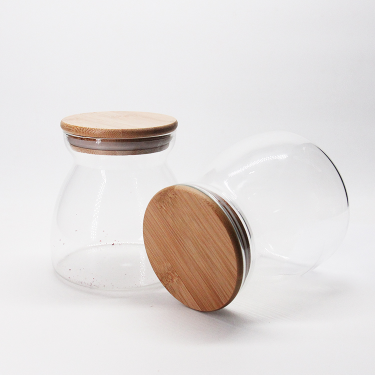 Borosilicate Storage Jar Glass Honey Jar With Wooden Lid