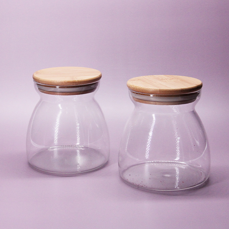 Borosilicate Storage Jar Glass Honey Jar With Wooden Lid