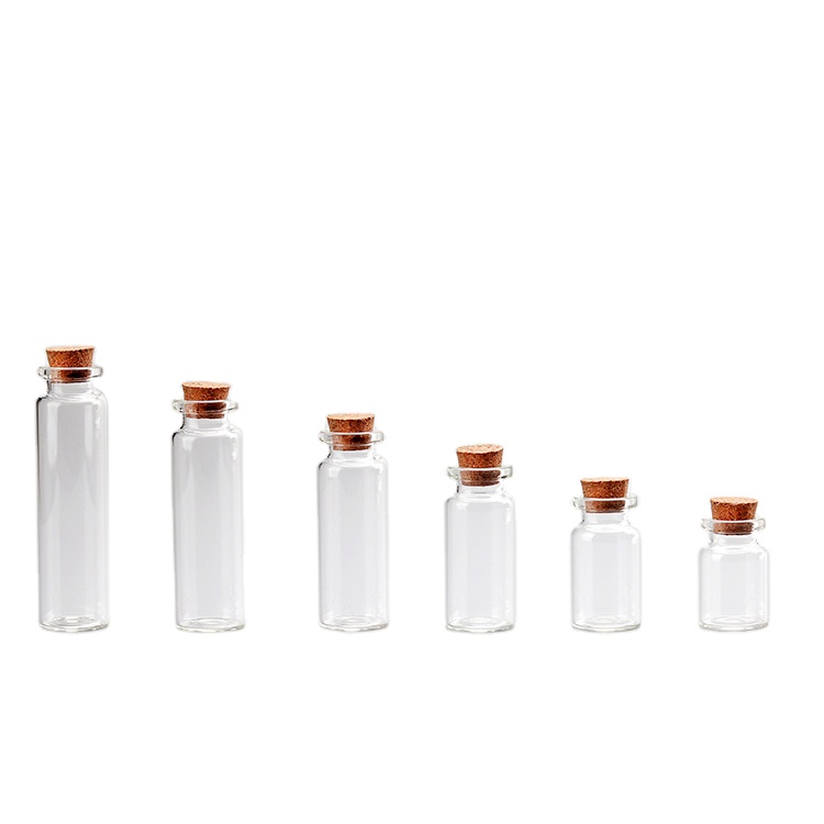 Borosilicate decorative mini clear glass tube bottle sample split bottling with cork lid