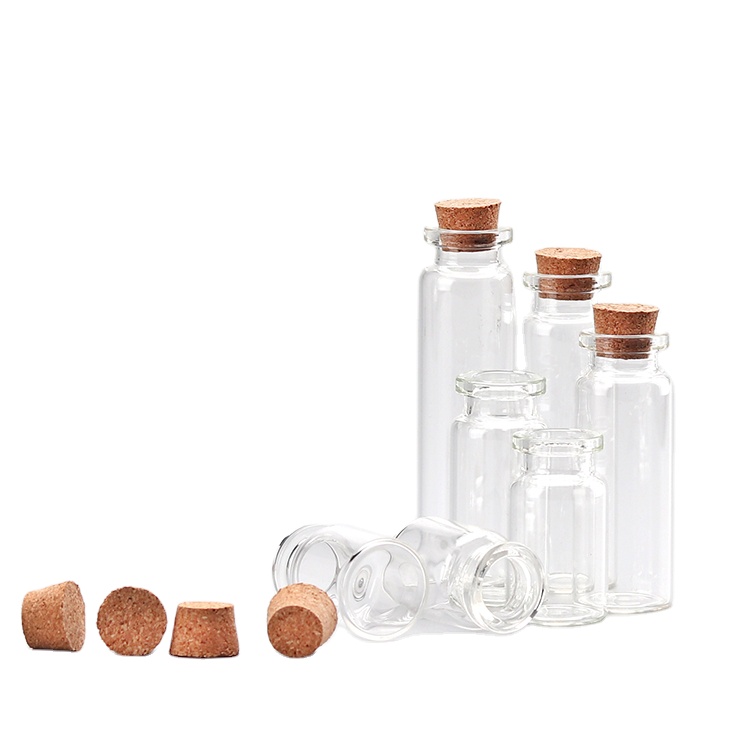 Borosilicate decorative mini clear glass tube bottle sample split bottling with cork lid