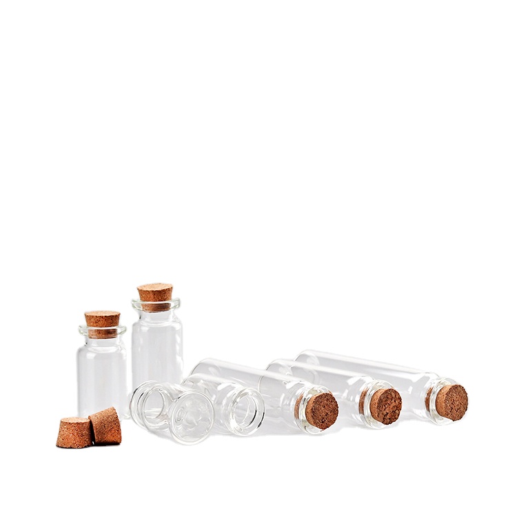 Borosilicate decorative mini clear glass tube bottle sample split bottling with cork lid