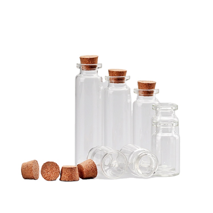 Borosilicate decorative mini clear glass tube bottle sample split bottling with cork lid