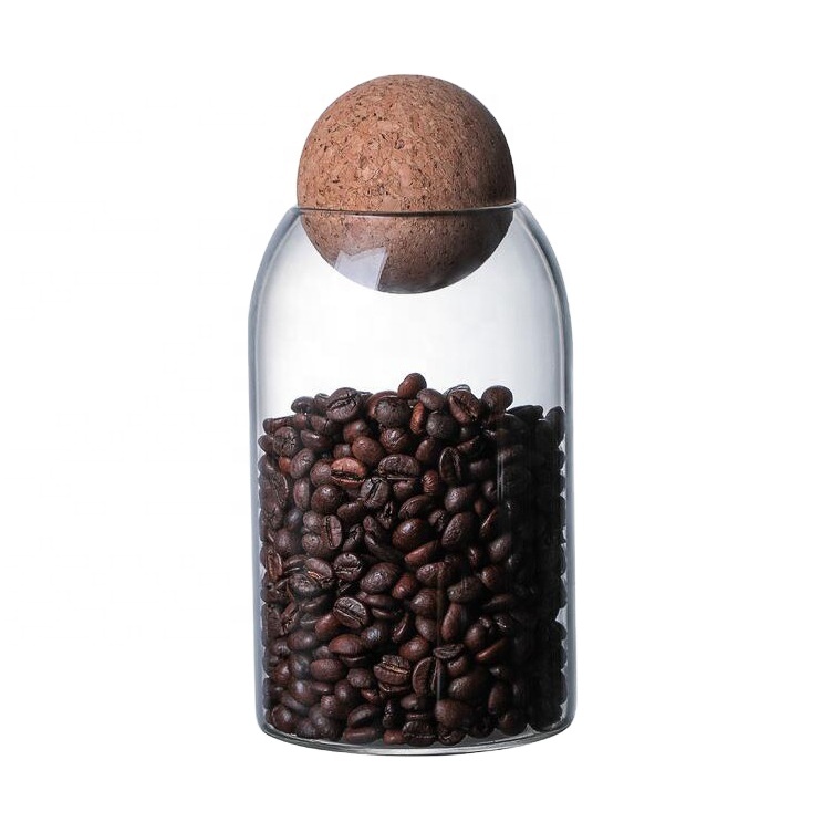 Borosilicate glass jars and bottles With cork stopper for storing coffee honey and tea containers