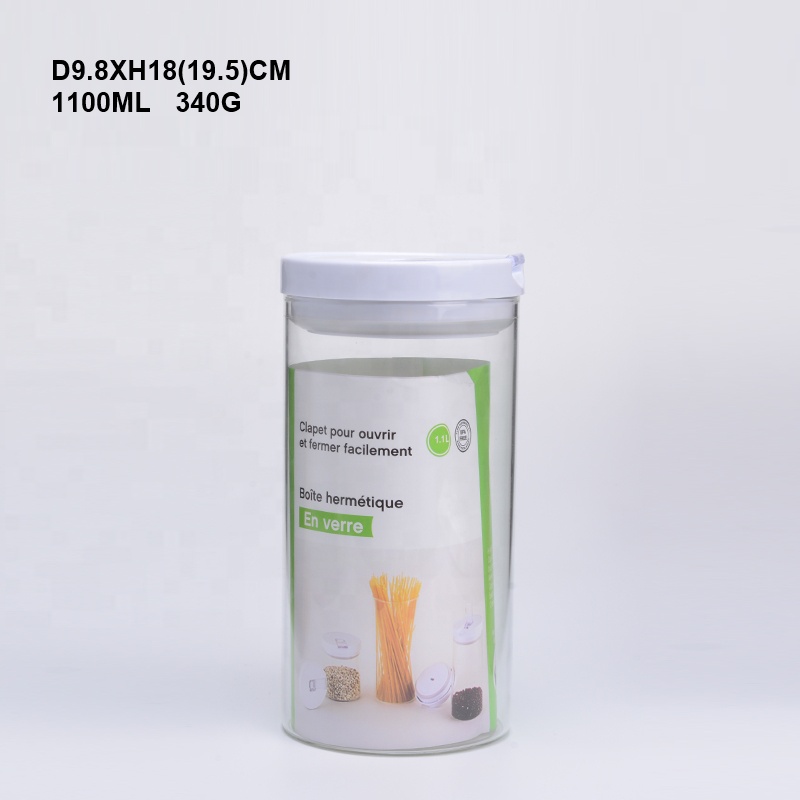 Borosilicate glass storage jar With Plastic Cover Jars Seal Lids