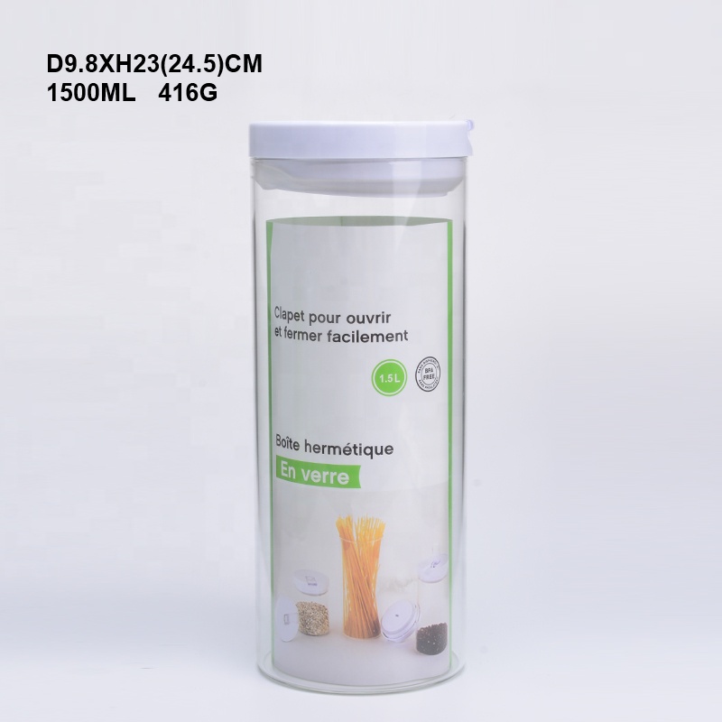 Borosilicate glass storage jar With Plastic Cover Jars Seal Lids