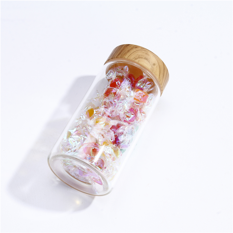 Borosilicate glass storage jar with bamboo lid for tube shaped glass storage jar for glass spice jar with wooden lid