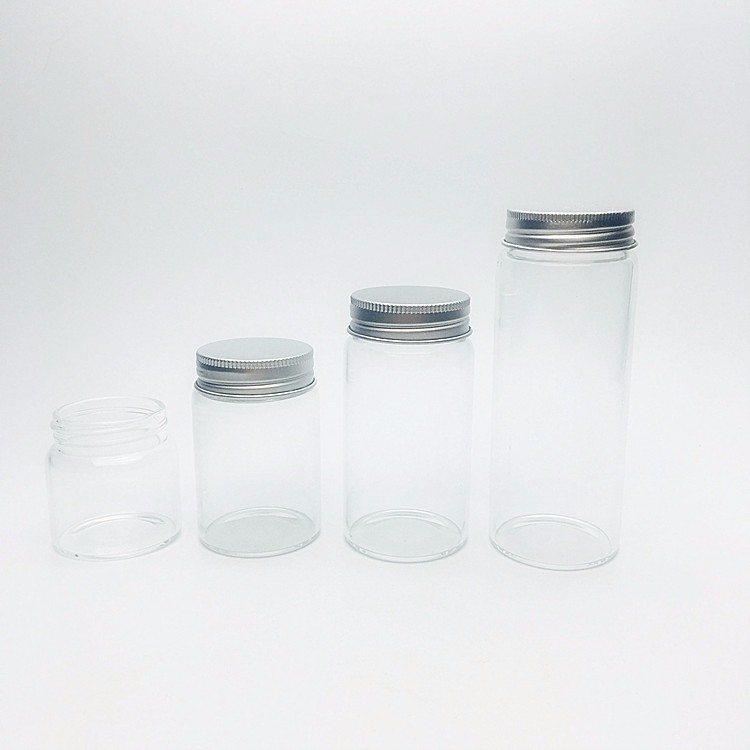 Borosilicate glass test tube bottle for candy saffron honey with aluminum lid